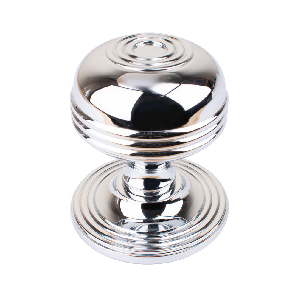 Dart Heavy Cast Brass Ringed Centre Door Knob (80mm) - Polished Chrome